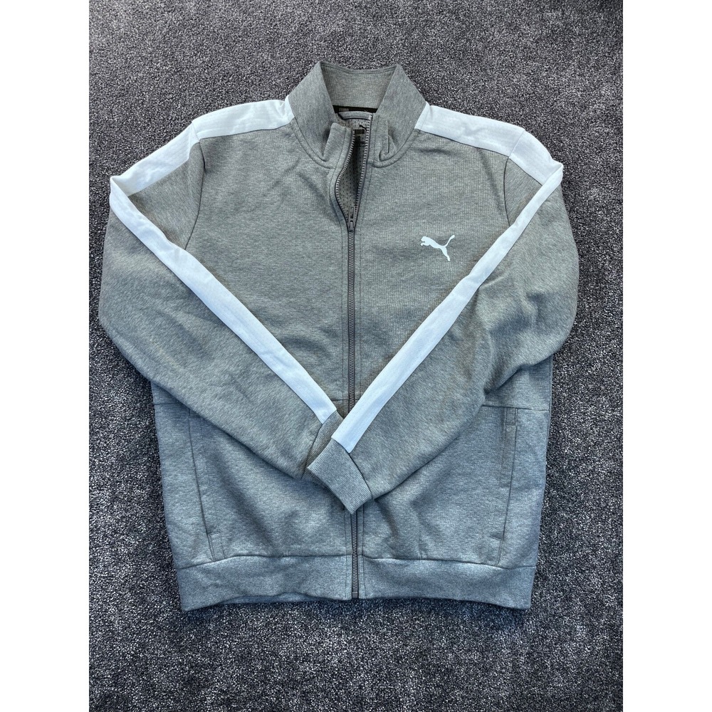 PUMA Track Jacket Mens L‎ 1/2 Front Zip Athletic Long Sleeve Pocket Gray